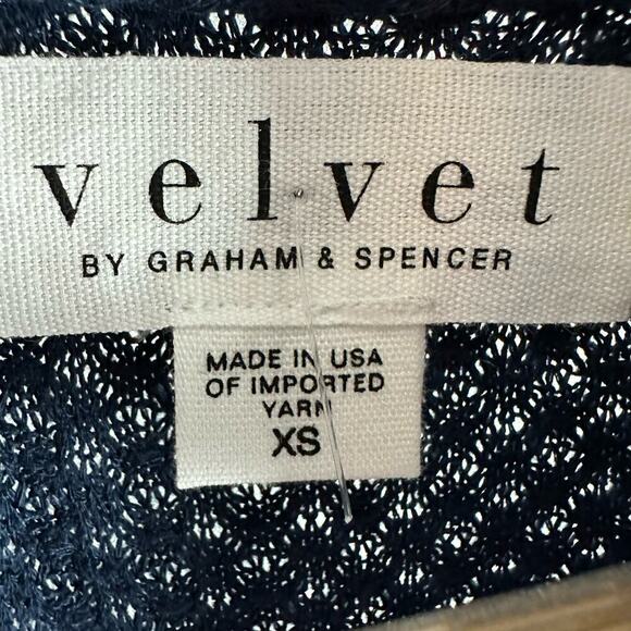 Velvet by Graham & Spencer Textured Open Waterfall Cardigan Size XS Navy - Picture 3 of 6